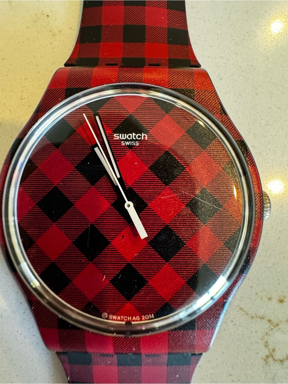 Swatch Adelboden Red and Black Plaid Watch - Picture 6 of 12